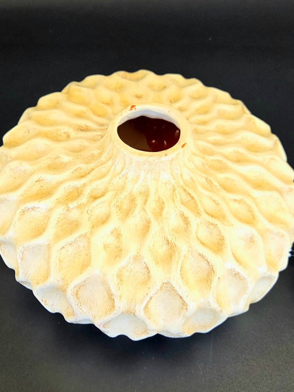 Vintage Off-White Ceramic Vase – Honeycomb Geometric Textured Design